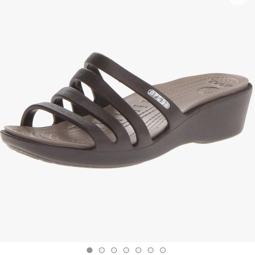 Crocs Rhonda Wedge Sandals Brown Tan Women's Size 8